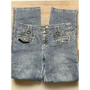 Girdear Straight Leg Jeans Faux Flap Front Pockets 2 Buttons Size 5